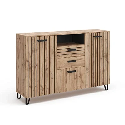 Abbildung von Vicco Kommode Amber, Eiche/Schwarz, 150 x 100 cm