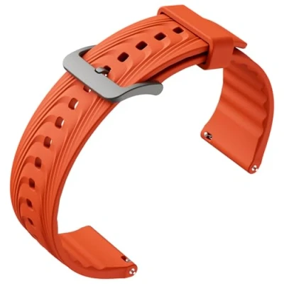 Abbildung von Ticwatch Ersatzarmband für Smartwatch, 24 mm breit, Go Wild Fluorkautschuk Uhrenarmband, Schnellverschluss Pro 5/Enduro/Atlas, Bonfire Orange