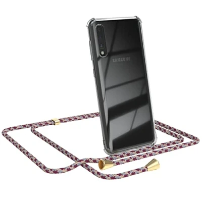 Abbildung von EAZY CASE Handykette kompatibel mit Samsung Galaxy A50 / A30s A50s Handyhülle Umhängeband, Handykordel Schutzhülle, Silikonhülle, Hülle Band, Stylische Kette, Bordeaux Camouflage