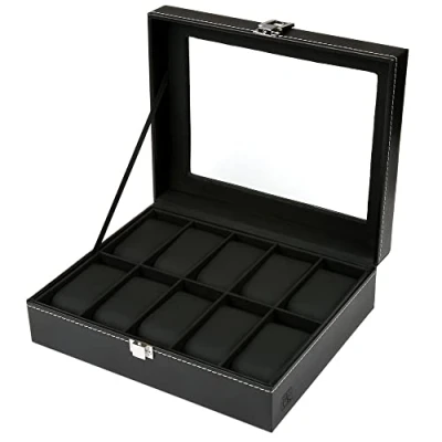 Abbildung von H&amp;S Schmuckständer Uhrenkasten für Männer und Frauen Schwarz, Kunstleder, 10 Uhren, Watch Box for Men and Women Black, Faux Leather, Watches