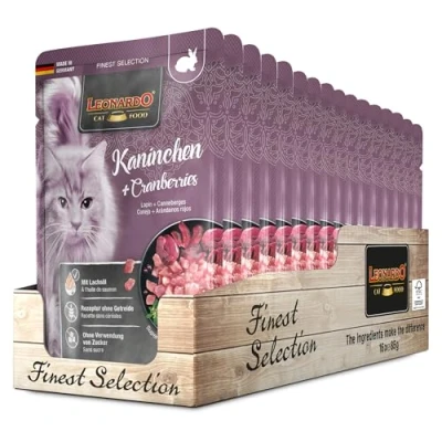 Abbildung von Leonardo Frischebeutel [16x85g Kaninchen + Cranberries] Getreidefreies Nassfutter für Katzen Feuchtfutter Alleinfutter im Einzelportionsbeutel