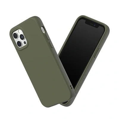 Abbildung von RhinoShield Case kompatibel mit [iPhone 12/12 Pro] SolidSuit Stoßdämpfende &amp; schlanke Schutzhülle Premium Finish 3.5 Meter Fallschutz Algengrün