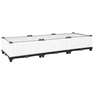 Abbildung von vidaXL Hochbeet, Hochbeet für Garten Balkon Terrasse, Gemüsebeet Pflanzkasten zum Selber Bauen, Blumenbeet Blumenkasten Rattan Optik, Polypropylen