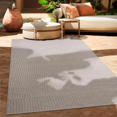 Abbildung von Paco Home In &amp; Outdoor Teppich Balkon Terrasse Küchenteppich Modernes Boho Ethno Muster, Grösse:240x340 cm, Farbe:Beige 5