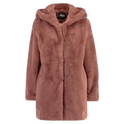 Abbildung von Urban Classics Ladies Hooded Teddy COAT Wintermantel, Damen, Größe: XL, Darkrose