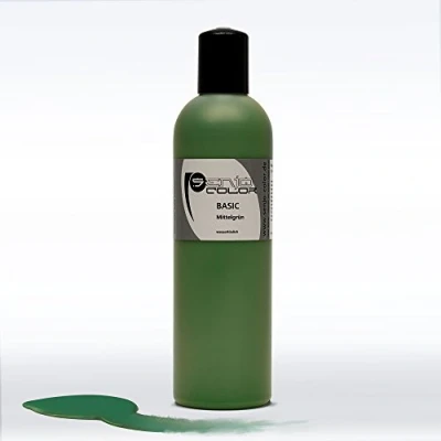 Abbildung von Senjo Color Basic Bodypainting Farben I Kosmetische Körperfarbe wasserlöslich Liquid für Airbrush und Pinsel 250ml Mittelgrün