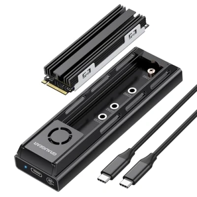 Abbildung von GRAUGEAR M2 SSD [20Gbps] Gehäuse NVMe+NGFF SSD, Unterstützt M.2 2280/2260/2242/2230, USB3.2 Gen2x2, leiser Lüfter, werkzeuglos