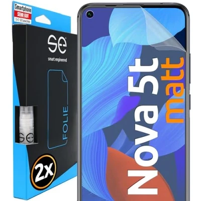 Abbildung von 2x se® 3D SCHUTZFOLIE Entspiegelt für Huawei Nova 5t,Anti Staub, 100% Fingerabdruck &amp; FaceID kompatibel, einfache blasenfreie Installation, Ultra Klar, Stoß Kratzfest, aus Deutschland
