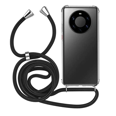 Abbildung von MyGadget Handykette für Huawei Mate 40 Pro 5G [ TPU Hülle mit verstellbaren Band ] Handyhülle Handyband zum Umhängen Kordel Schnur Case Schutzhülle Schwarz