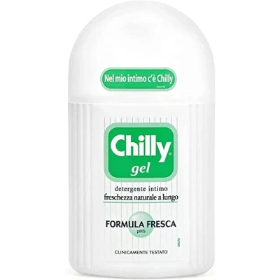 Abbildung von 12x Chilly Gel Intim Reinigungsgel Reiniger für die Intimhygiene mit natürlichem Menthol klinisch getestete natürliche Frische pH 5 200 ml + Italian Gourmet polpa 400g