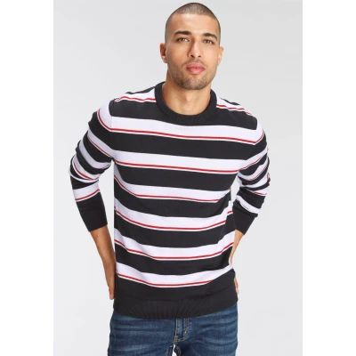 Abbildung von AJC Strickpullover, mit kontrastfarbenen Elementen im Streifenmuster