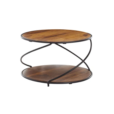 Abbildung von Couchtisch 58x58x35 cm Sheesham Massivholz / Metall