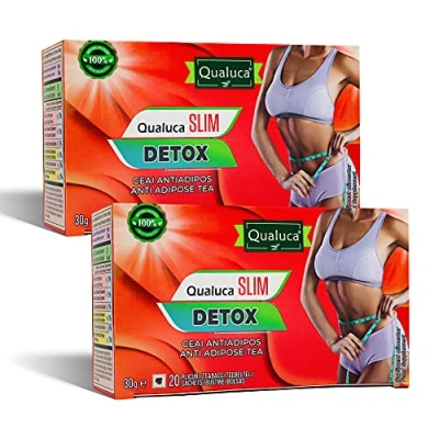 Abbildung von Qualuca Slim Detox Tee Entgiftender Kräutertee Packung mit 2 60g