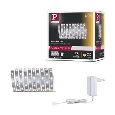 Abbildung von Paulmann 79852 LED Stripe MaxLED 250 Basisset Warmweiß 2700K 3m IP20 incl. 1x12 Watt Silber Strip Lichtband