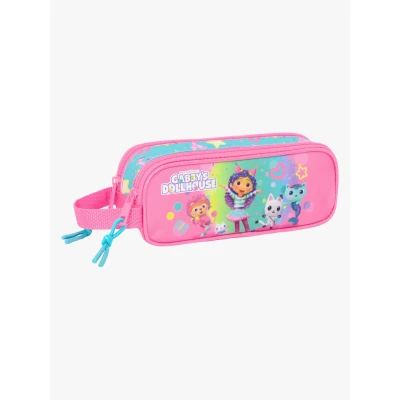 Abbildung von Safta GABBY&#039;S DOLLHOUSE CONFETTI Doppelmäppchen für Kinder, ideal Kinder im Schulalter, bequem und vielseitig, Qualität Widerstandsfähigkeit, 21 x 6 8 cm, rosa/türkis, M, Casual