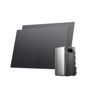 Abbildung von ECOFLOW STREAM Max Balkonkraftwerk mit Speicher 800W, 1,92kWh für Balkonkraftwerk, 2x 400W Solarpanel, 2300W Single AC Anschlüsse, erweiterbar auf 11,52kWh, 6000 Ladezyklen, KI, Plug&amp;Play