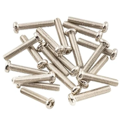 Abbildung von Musiclily Basic 4x20mm Metall Metrisches Gewinde Tele Steg Tonabnehmer Befestigungs Schrauben, Nickel(20er Set)