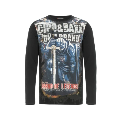 Abbildung von Cipo &amp; Baxx Langarmshirt, Herren, Größe: Small, Black