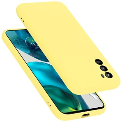 Abbildung von Cadorabo Hülle kompatibel mit Motorola Moto G52 4G / G82 5G Silikon Handyhülle für Case aus flüssigem stoßfeste dünne TPU Schutzhülle Liquid GELB