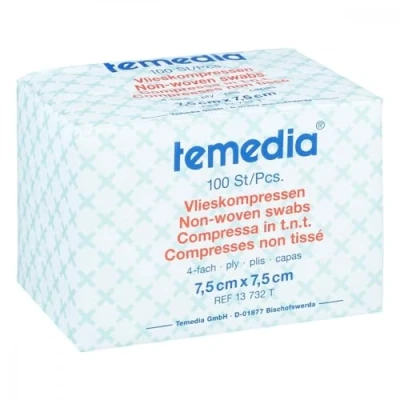 Abbildung von Vlieskompressen 7,5x7,5 cm unsteril 4fach
