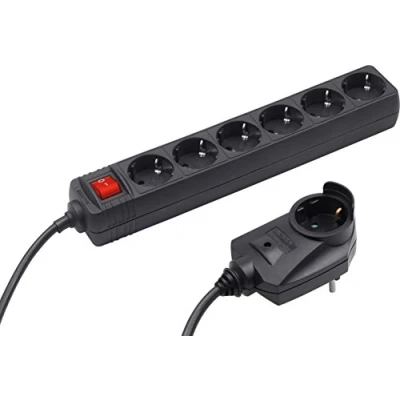 Abbildung von Meister Steckdosenleiste 6 fach, mit Zusatzstecker 2 m Kabel schwarz IP20 Innenbereich Schalter / Powersplit Steckerleiste Überspannungsschutz Mehrfachsteckdose Tido fach 7430660