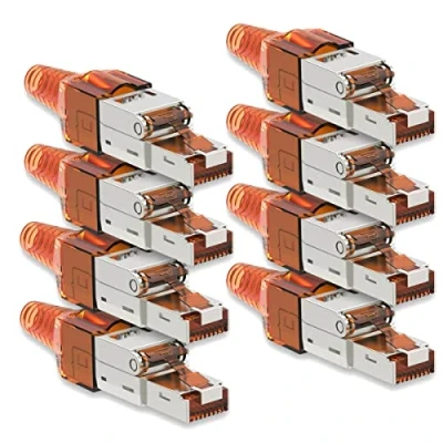 Abbildung von NAUC CAT 7 RJ45 Netzwerkstecker 8X Stecker Steckverbinder mit Zugentlastung geschirmt werkzeuglos CAT7 LAN Netzwerkkabel