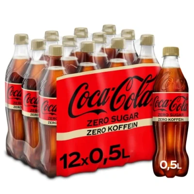 Abbildung von Coca Cola Zero Sugar Koffeinfrei prickelndes Erfrischungsgetränk mit originalem Coke Geschmack ohne Zucker und Kalorien koffeinfreier Softdrink in Einweg Flaschen (12 x 500 ml)