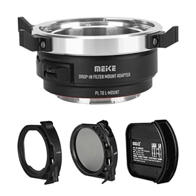 Abbildung von Meike MK PLTL C Drop In Filter Manueller Fokusadapter mit variablen ND und UV Filtern für ARRI PL Mount Cine Objektiv an Panasonic Sigma Leica L Kameras wie S1H S1 S5 S1R FP FPL SL SL2