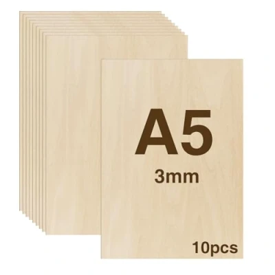 Abbildung von WISYOK 10pcs Sperrholz 3mm, Sperrholaplatte A5, Holz Platten, Holzplatten zum Basteln, Holzplatt für DIY Holzarbeiten, Laserbearbeitung, Brandmalerei, Modellbau, Geschenke, Deko, Gemälde 210x150*3mm