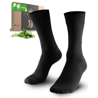 Abbildung von PAIXX Premium Bambus Socken Herren 43 46 &amp; 39 42 4/8 Paar Schwarz Anti Schweiß, Antibakteriell, Atmungsaktive gegen Schweißfüße