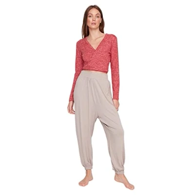 Abbildung von Trendyol Women&#039;s Herren Loungewear Mittlerer Bund Relaxed Hose Pants, Mink Color, XL