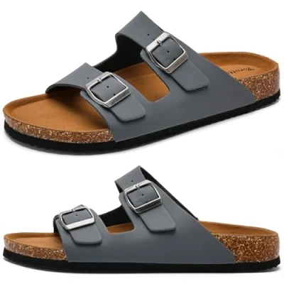 Abbildung von Herren Pantoletten Unisex Erwachsene Sandalen Hausschuhe Arbeitsschuhe Antistatik Bequeme Classic Latschen Schlappen(grau,47 EU)