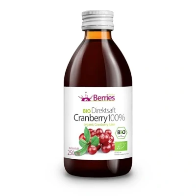 Abbildung von Berries Polska Bio Saft Direkt aus Frucht Gepresst, Kaltgepresst ohne Farbstoffe, Zucker, GMO, Konservierungsstoffe Vegan, Vegetarisch Geschmack Preiselbeere 250ml