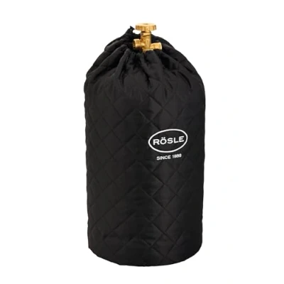 Abbildung von RÖSLE Abdeckhaube für Gasflasche mit 5 kg Füllgewicht, Hochwertige Schutzhülle aus 100% Polyester, praktischem Klettverschluss und Zugband, Schwarz