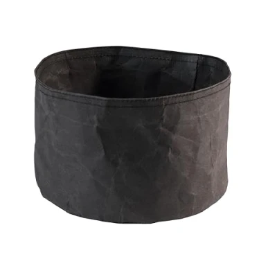 Abbildung von Brotkorb Ø20x13 cm Kraftg faltbare Papiertüte Lederoptik Schwarz,1 Stück