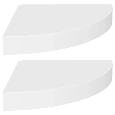 Abbildung von vidaXL 2X Eckregal Schweberegal Wandregal Bücherregal CD DVD Regal Wandboard Hängeregal Wand Dekoregal Freischwebend Weiß 25x25x3,8cm MDF