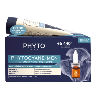 Abbildung von Phyto Set Phytocyane Anti Haarausfall Behandlung 12 x 3,5 ml + Geschenk Men Shampoo 100