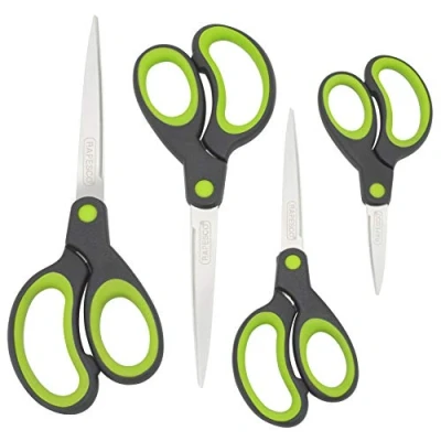 Abbildung von Rapesco 1576 Soft Grip Griff Scheren, Schwarz/Grün, 4 Stück