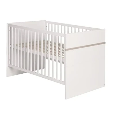 Abbildung von roba Kombi Kinderbett &#039;Moritz&#039;, 70x140cm, Babybett, weiß, höhenverstellbar, 3 Schlupfsprossen