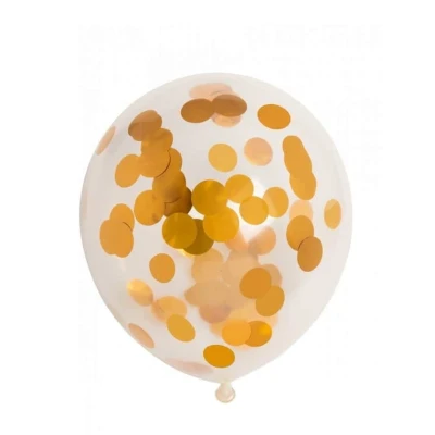 Abbildung von Ballon transparent mit Gold Confetti 6 Stück