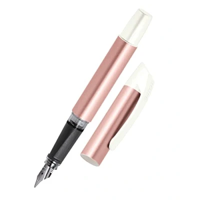 Abbildung von Online Campus Colour Line Schönschreib Füller für Rechtshänder ergonomisches Softtouch Griffstück Standard Tintenpatronen , Kalligrafie Feder 0,8 mm, Farbe rosegold