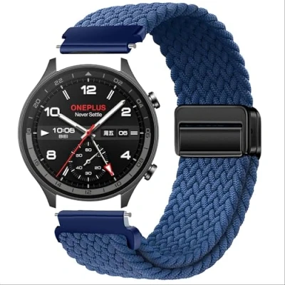 Abbildung von GIOPUEY Armband Kompatibel mit OnePlus Watch 2R, Geflochtenes Nylon [Unisex] elastisch Ersatzarmband Blue