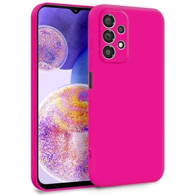 Abbildung von MyGadget Hülle für Samsung Galaxy A23 5G Zweilagige Handyhülle mit Kameraschutz Cover Innenfutter &amp; Silikon außen Magenta Rot