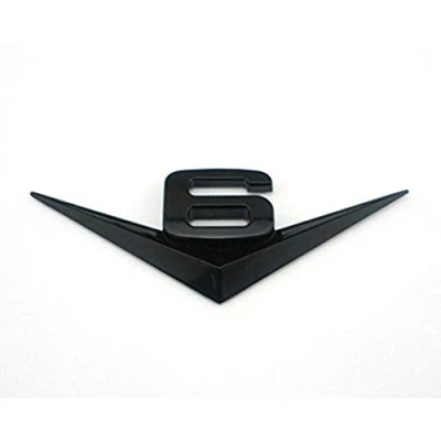 Abbildung von 1 Stücke 3D Metall v6 Motor Display Auto Aufkleber Emblem Abzeichen (Schwarz)