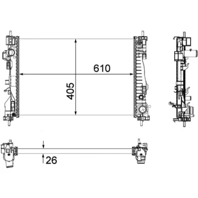 Abbildung von MAHLE ORIGINAL CR 1178 000P Kühler, Motorkühlung 610 405 26 Kühlrippen mechanisch gefügt ALFA ROMEO: Giulietta Schrägheck