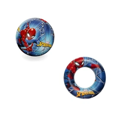 Abbildung von Bestway Spiderman Set 1 Wasserball 51 cm + Schwimmring 56 ideal für Strand oder Schwimmbad