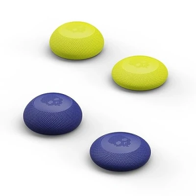 Abbildung von Skull &amp; Co. Convex Thumb Grip Caps Joystick Cap Analog Stick Thumbstick Cover for Nintendo Switch Pro Controller PS5 / PS4 Slim/Pro Blue/Neon Yellow, 2 Pairs (4pcs)