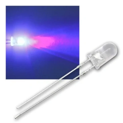 Abbildung von world trading net 50 LEDs 5mm wasserklar ultraviolett/Schwarzlicht, Leuchtdiode, bedrahtet, Diode Leuchtend, als Bauteil
