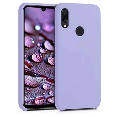 Abbildung von kwmobile Hülle kompatibel mit Xiaomi Redmi Note 7 / Pro Silikon Handy Case Handyhülle weiche Oberfläche kabelloses Laden Lavendel