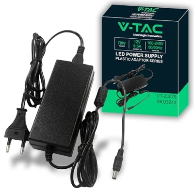Abbildung von V TAC Netzteil Adapter 12V 78W 6,5A für Kameras, LED Streifen, Modem Transformator Netzadapter Bildschirme und Elektronische Geräte Eingang AC 100 240V Euro Stecker